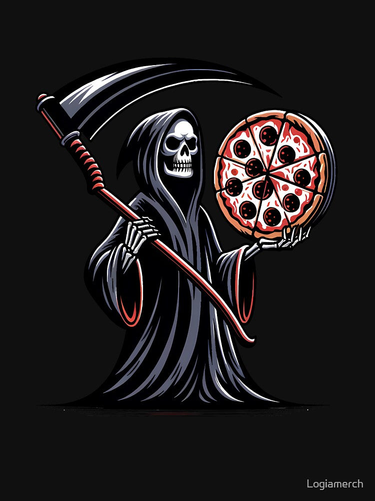 Funny Skull Reaper Pizza Lover, Halloween by Logiamerch