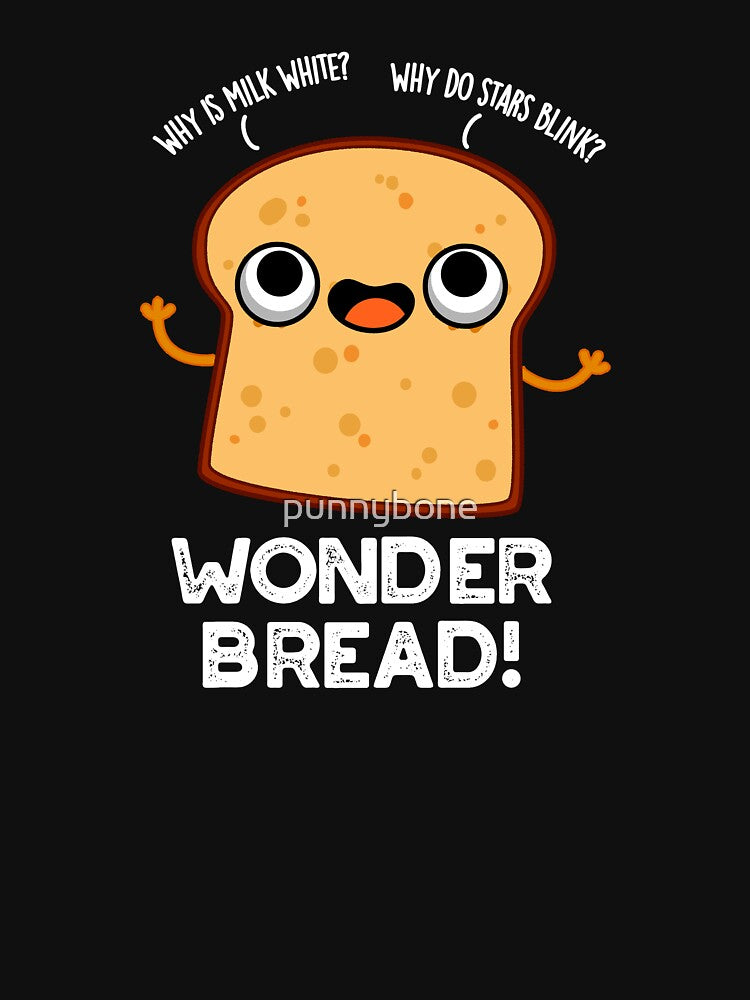 Wonder Bread Funny Food Pun (Dark BG) by punnybone