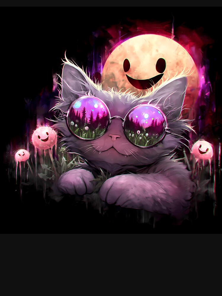 Groovy Mooncat In A Flower Field by DonaldWaltersxx
