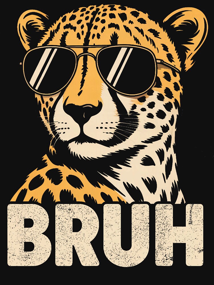 Bruh Cheetah Meme Graphic Tee Men Boys Animal Print Kids by FrankIsabel