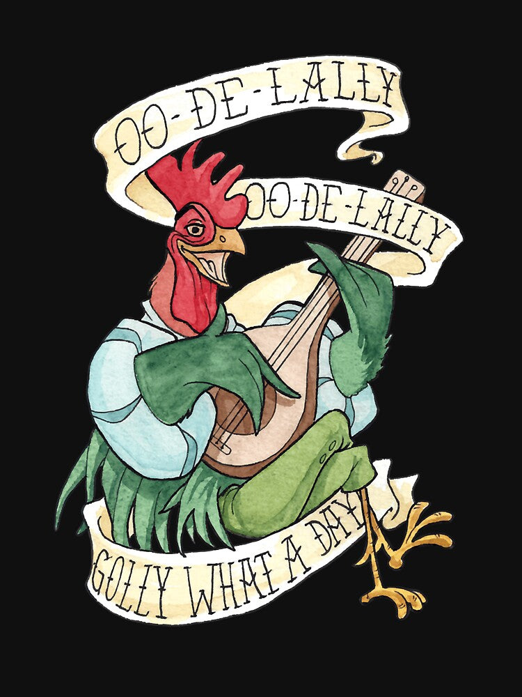 Alan-A-Dale Rooster  OO-De-Lally Golly What A Day Tattoo Watercolor Painting Robin by IRCPlumbing1
