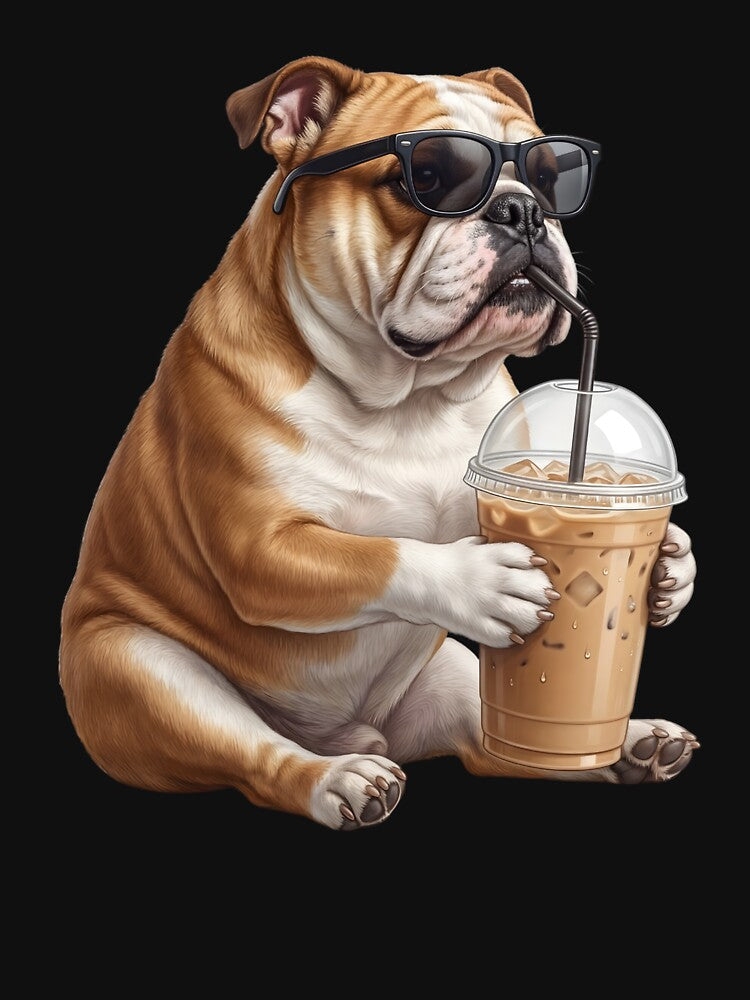 Funny Bulldog Drinking Iced Coffee Meme Dog Lover by TerryConnells