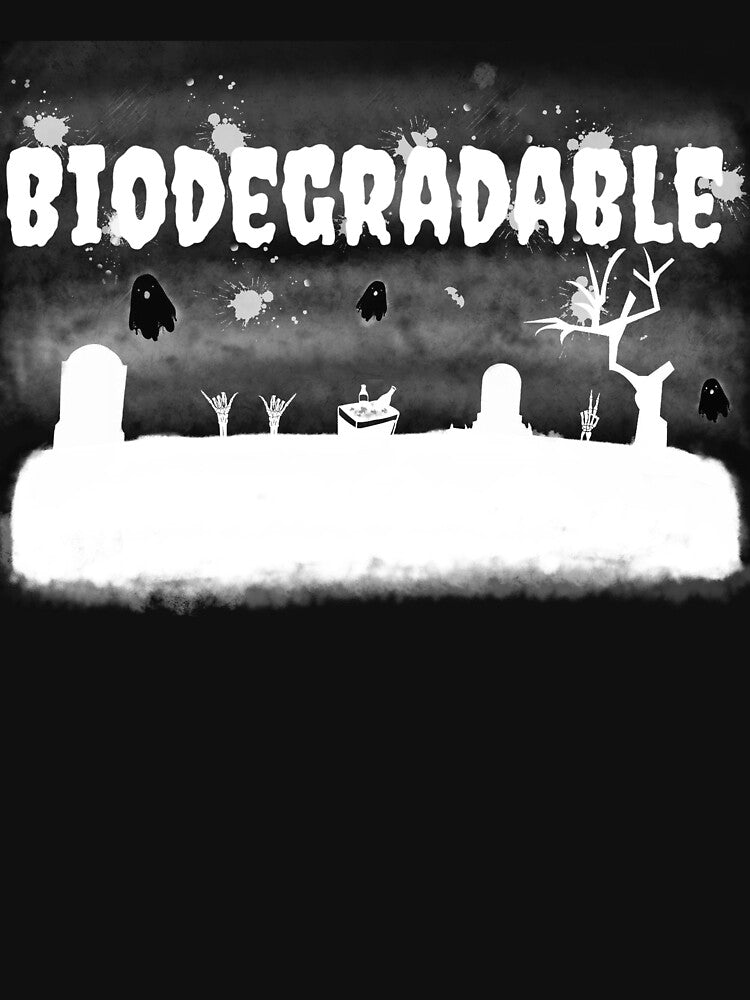 Biodegradable White Print by Rad Cat Apparel
