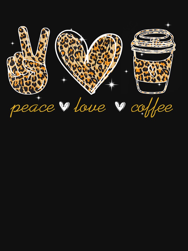 Leopard Peace Love Coffee Lovers Hippie gifts by HeatherJanis