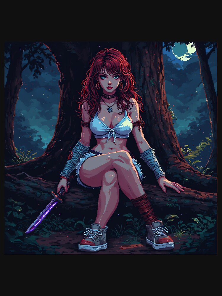 Retro Sexy Looking Girl In Forest Holding A Knive ( Dagger ) Red Hair by jimcaza