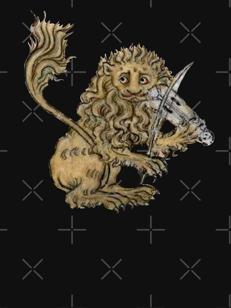 Medieval Lion Playing Music - Middle Ages Art by Qrhoo