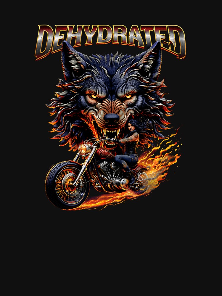 Dehydrated Wolf Motorcycle Graphic Retro Washed by MBSdesingArt