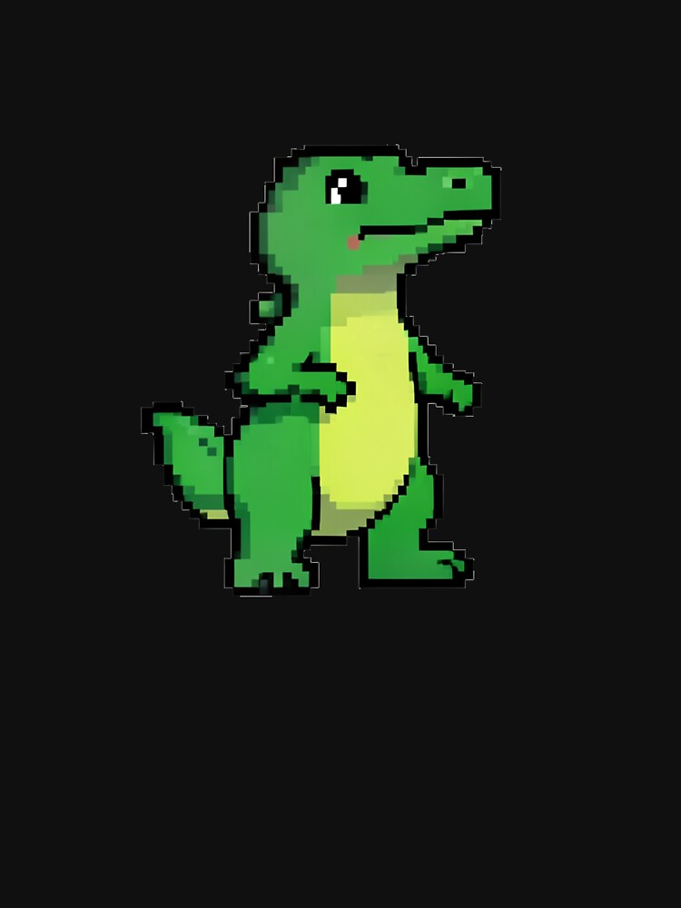 Retro Pixel Art Green Crocodile Standing by Bloomkept