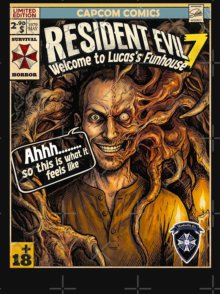 Resident Evil 7 Lucas Baker Comic Book Cover Retro Gaming Art by Back2Collage