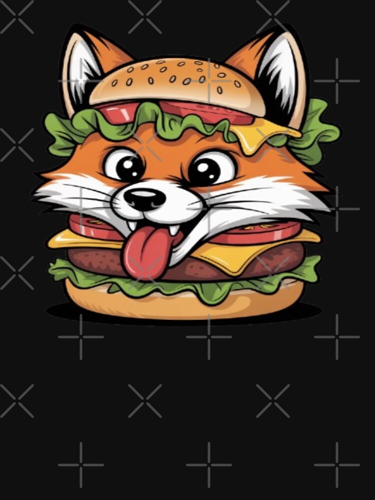 Fox Burger - Cute Food Pun Kawaii Art by DailySparks