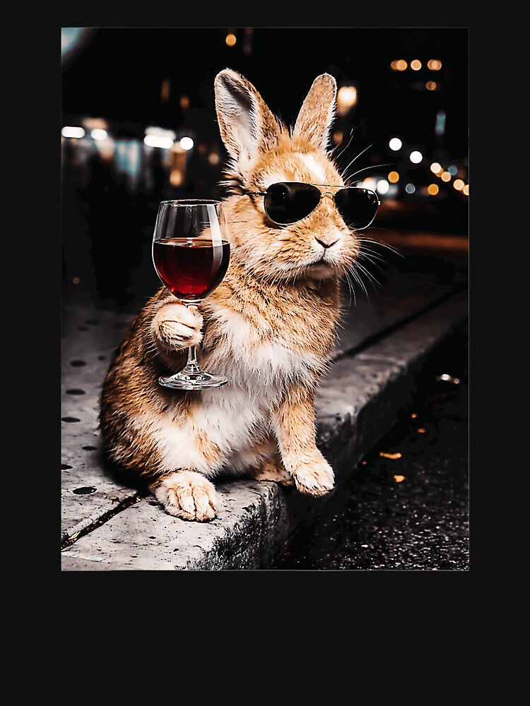 Funny Rabbit Sunglasses Wine Drinker Animal by SanTiOmal