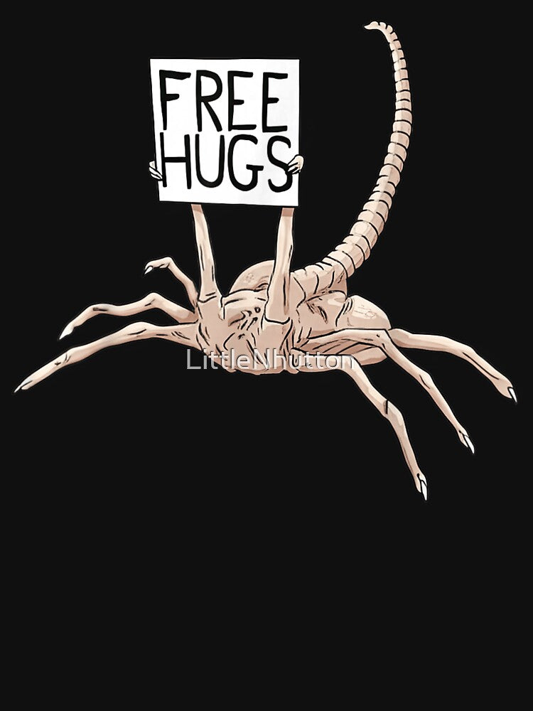 Free Hugs Funny Alien Creature Illustration Cute Weird Humor by LittleNhutton