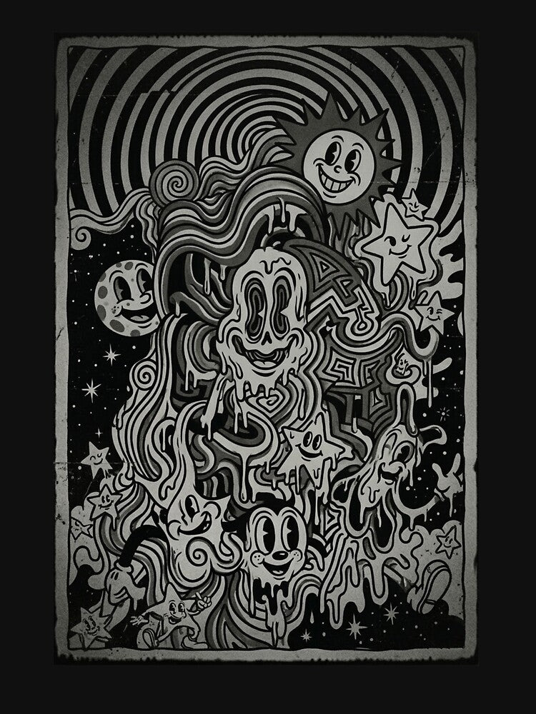 psychedelic cartoon by elissiaval