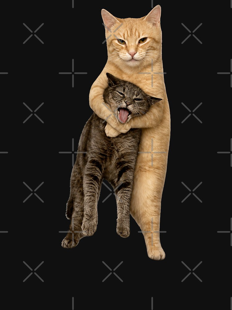 Orange Cat Tight Embrace Funny Choking Cat Meme by Starry Night Creative Art