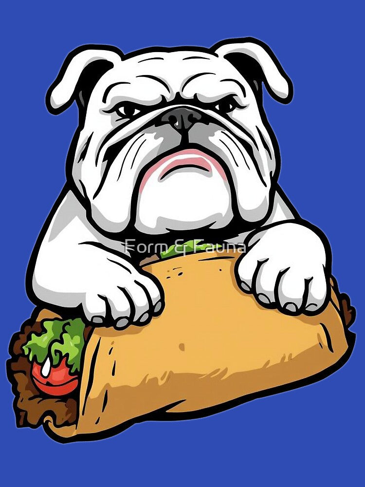 Bulldog Eating A Taco Funny Dog Art by Form & Fauna