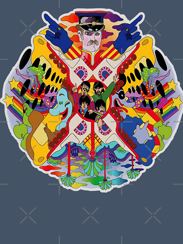 Psychedelic Sixties Yellow Submarine LSD pepperland Cartoon cult movie Colourful pop art Collage by Kludoman
