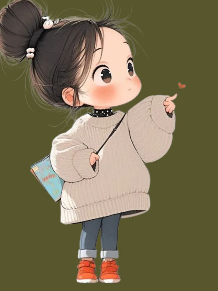 Adorable Aesthetic Anime Girl with Messy Bun Illustration by GunnuDesigns