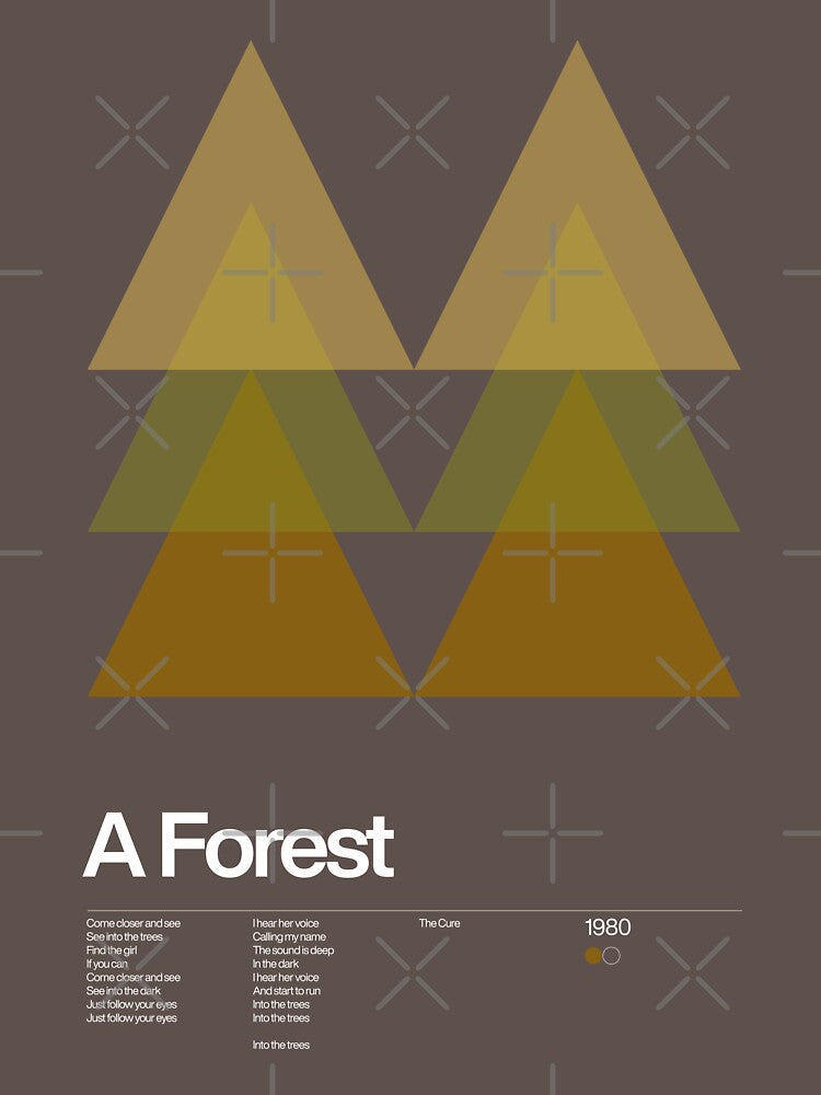 The Cure - A Forest 1980 - New Wave song Minimalistic Swiss Graphic Design by Sub88 Studio