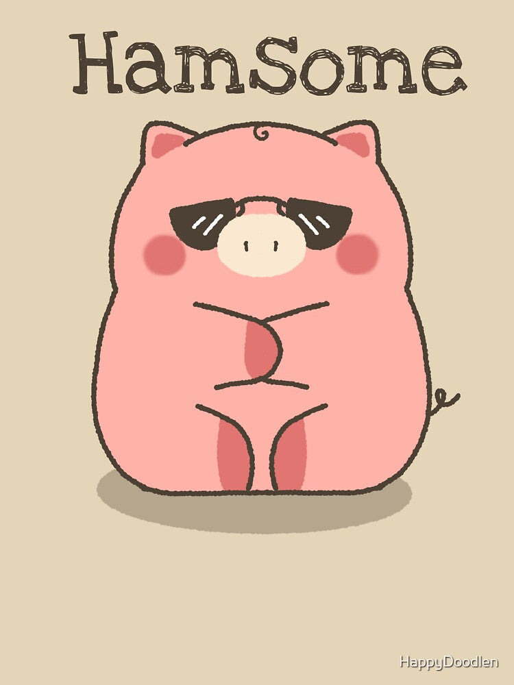Hamsome - Cute Funny Pig Pun by HappyDoodlen