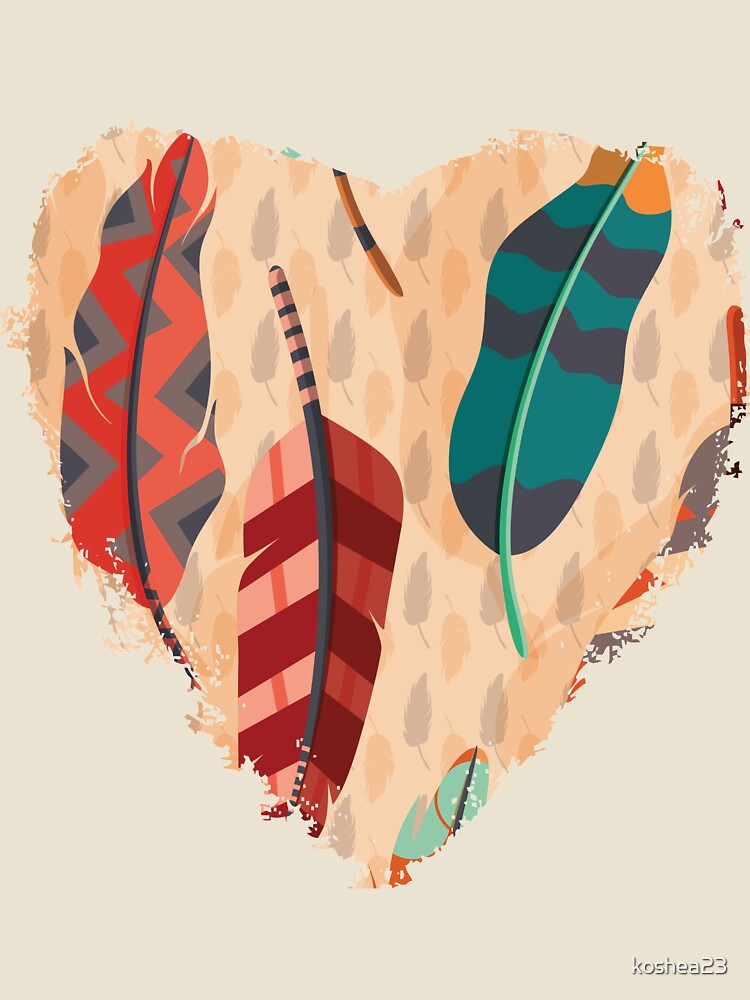 Boho Heart Feathers by koshea23