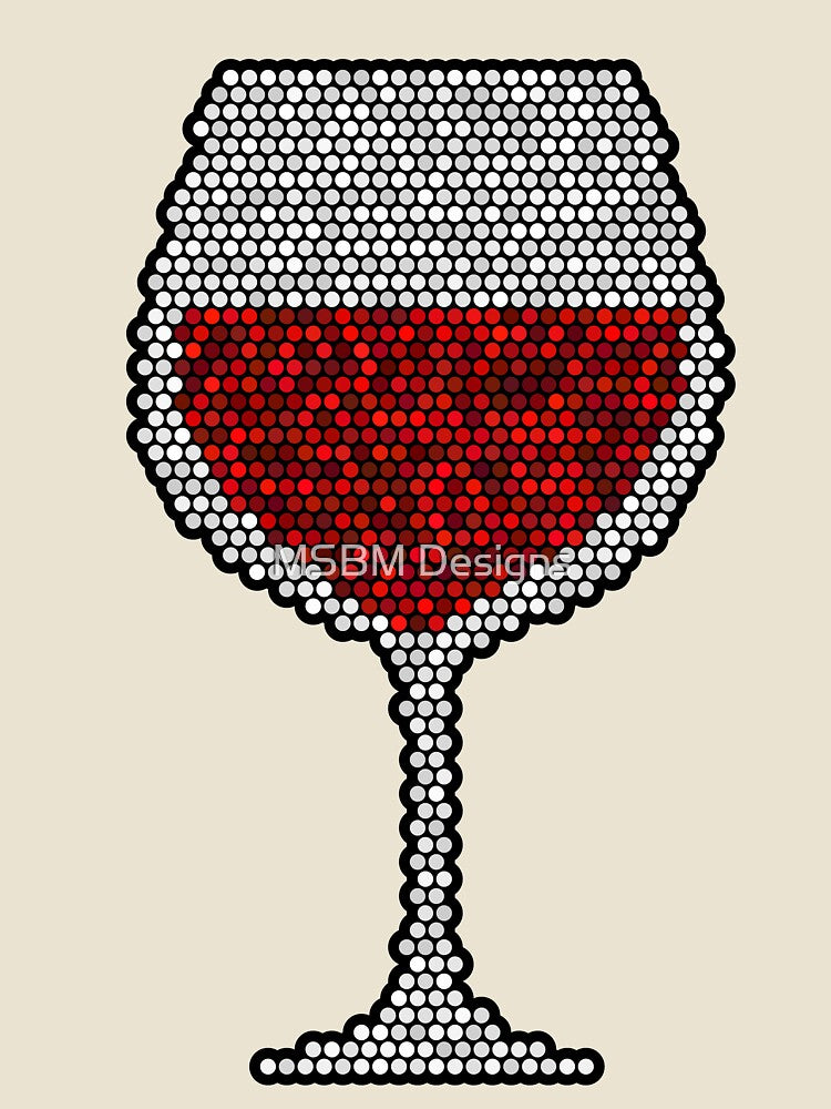 Red Wine Glass Dot Art Mosaic by MSBM Designs