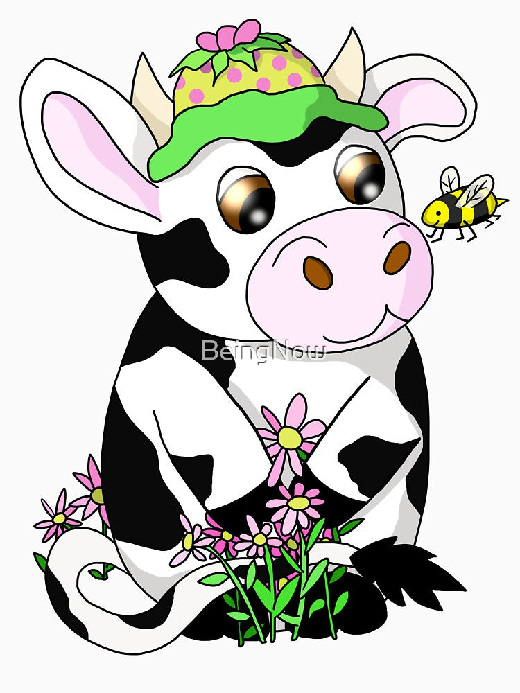 cartoon cow and a bee by BeingNow