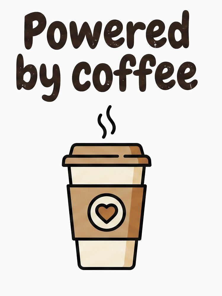 Funny Coffee Shirt – Powered by Coffee Minimal Design for Coffee Lovers by Mihalystudio