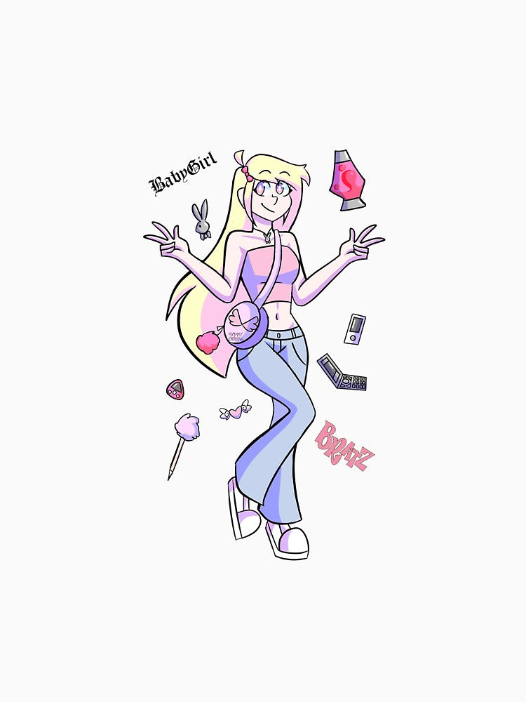 cute y2k futurism vaporwave McBling girl aesthetic by sammysketching .