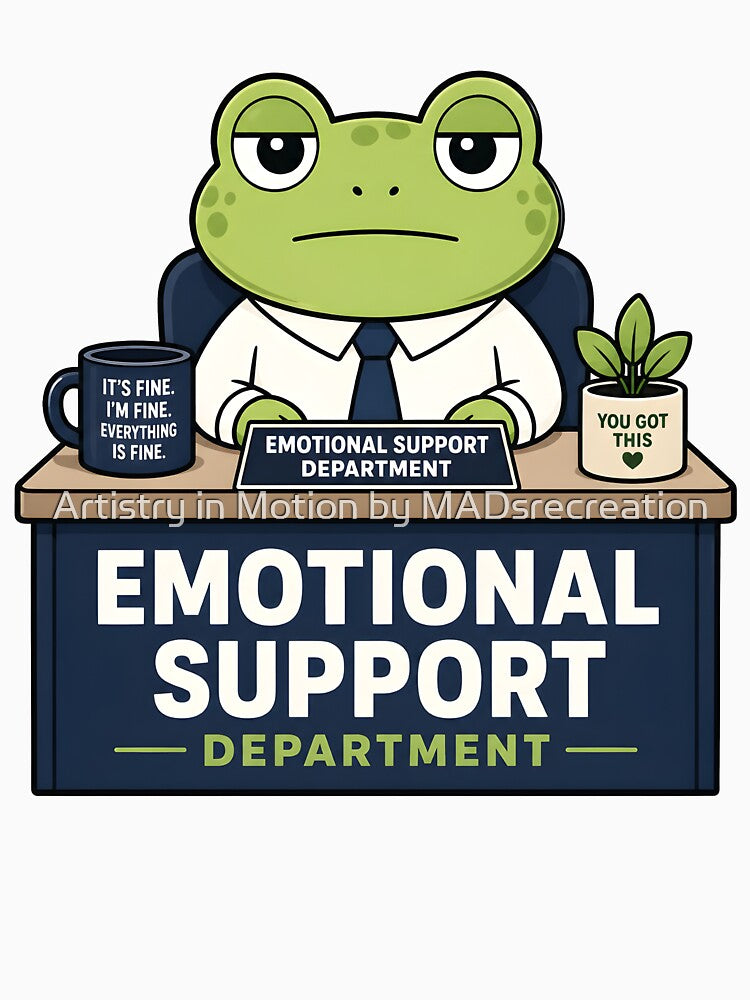 Emotional Support Department Frog Shirt – Funny Corporate Office Frog Humor Design by  Artistry in Motion by MADsrecreation