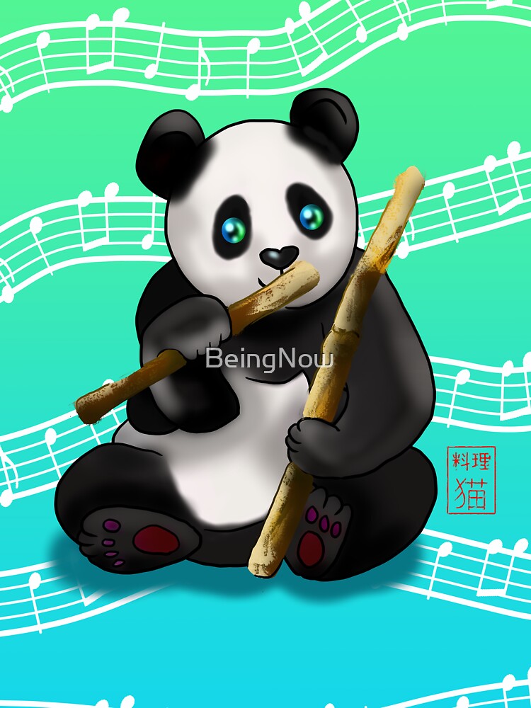 cartoon panda with bamboo stalks by BeingNow