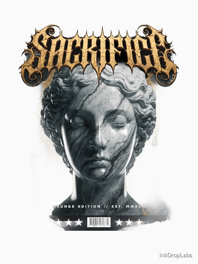Sacrifice Dark Grunge Aesthetic Gothic Statue Design by InkDropLabs