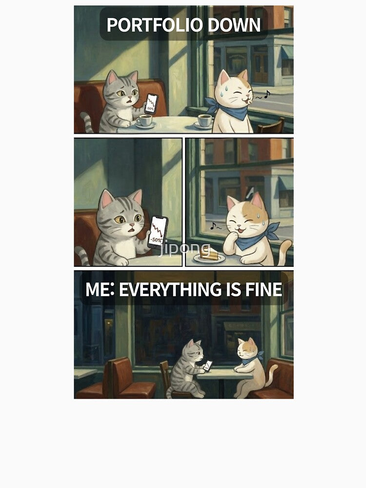 Portfolio Down – Funny Stock Market Cat Meme | Everything Is Fine by jipong