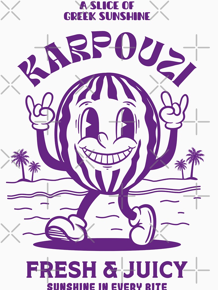 Greek Karpouzi Watermelon Retro Mascot Tshirt by GreekTs