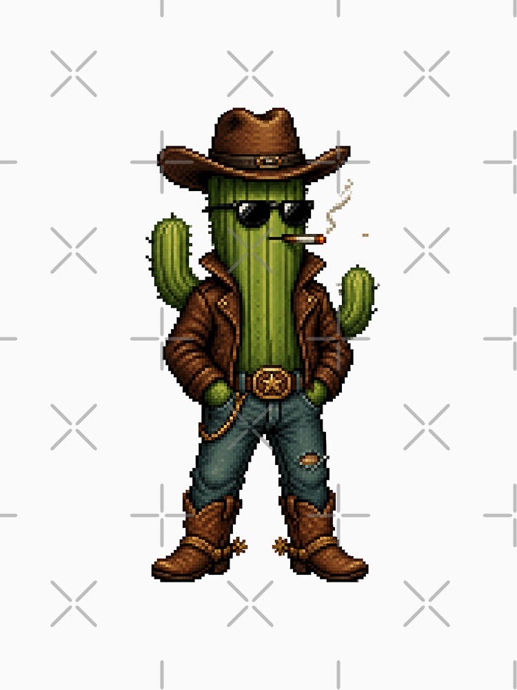 Cowboy Cactus – Retro Pixel Art Desert Outlaw by Motel Mirage