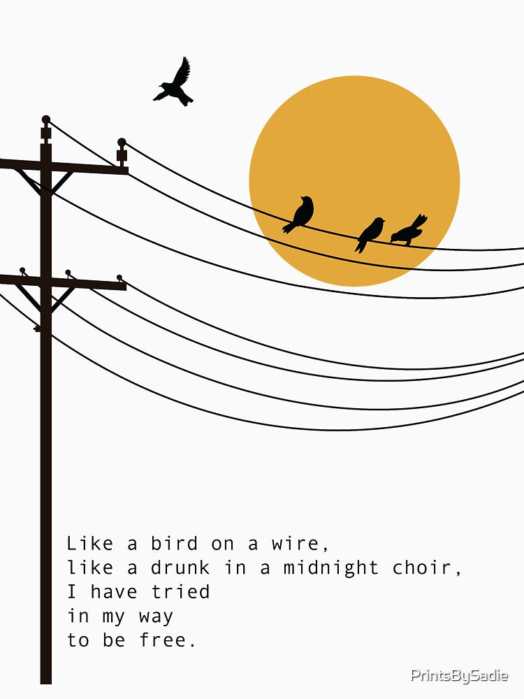 Leonard Cohen Bird on a Wire poetry art by PrintsBySadie