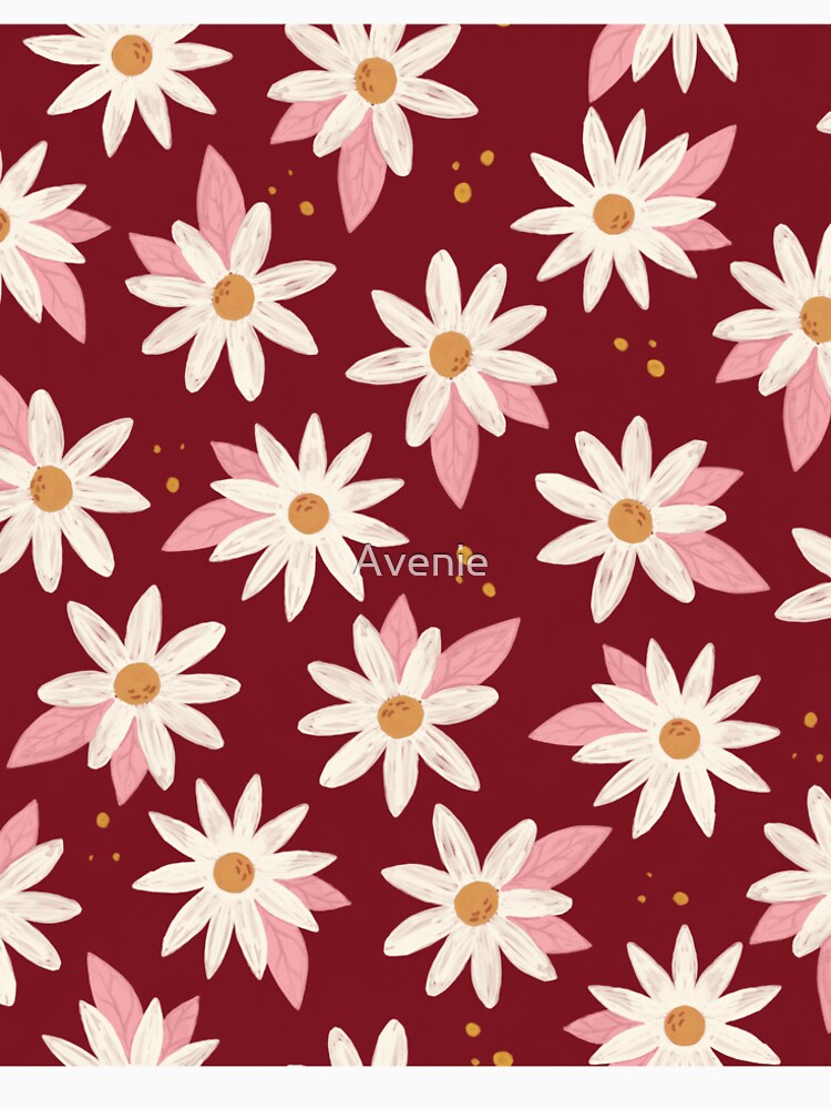 Boho Daisies Floral Print In Pink And Cream by Avenie