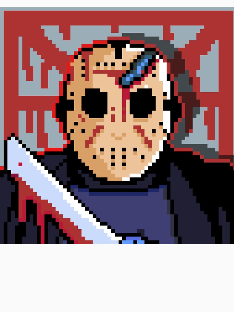 Friday The 13th 'Jason Vorhees' With Blade Pixel Art Portrait by Breadbin Art