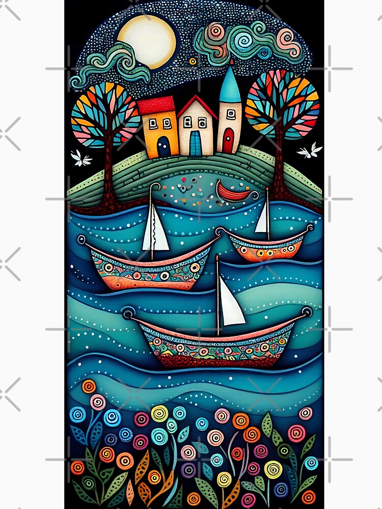 Colorful whimsical village on the sea by NahedAH