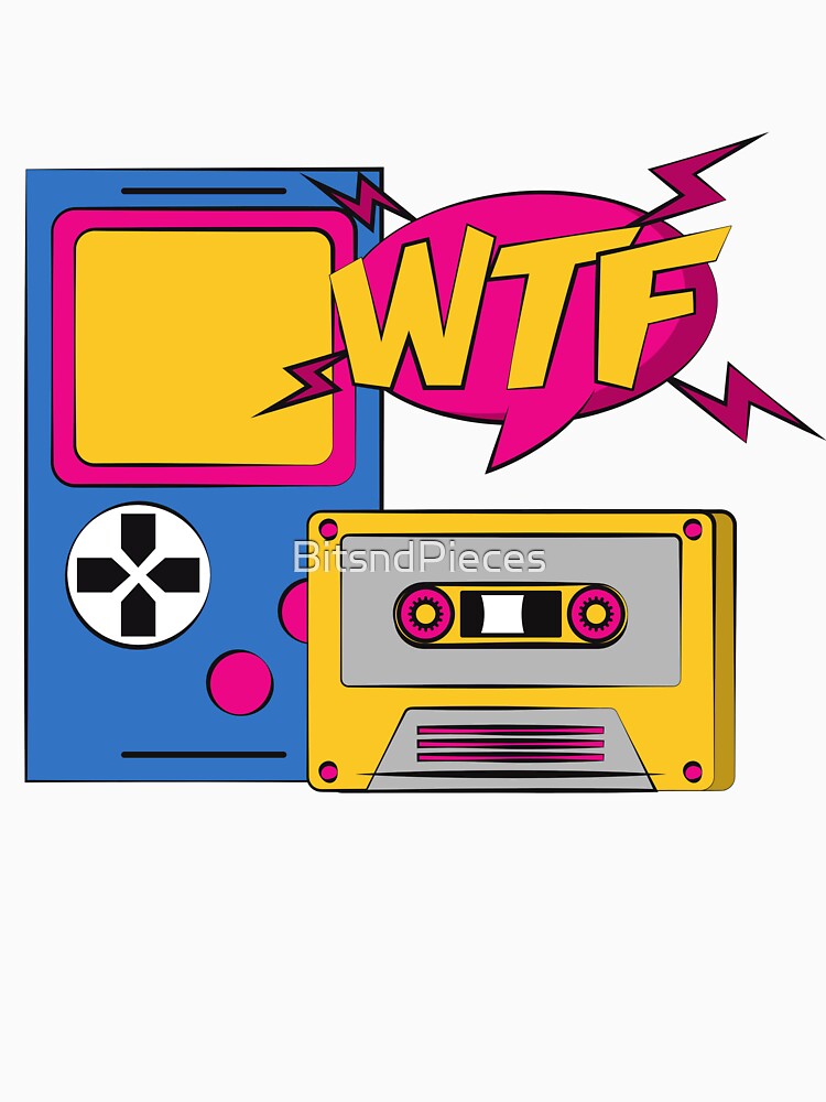 Pop Art  Retro Video Game, Cassette Tape and WTF Speech Bubble by BitsndPieces