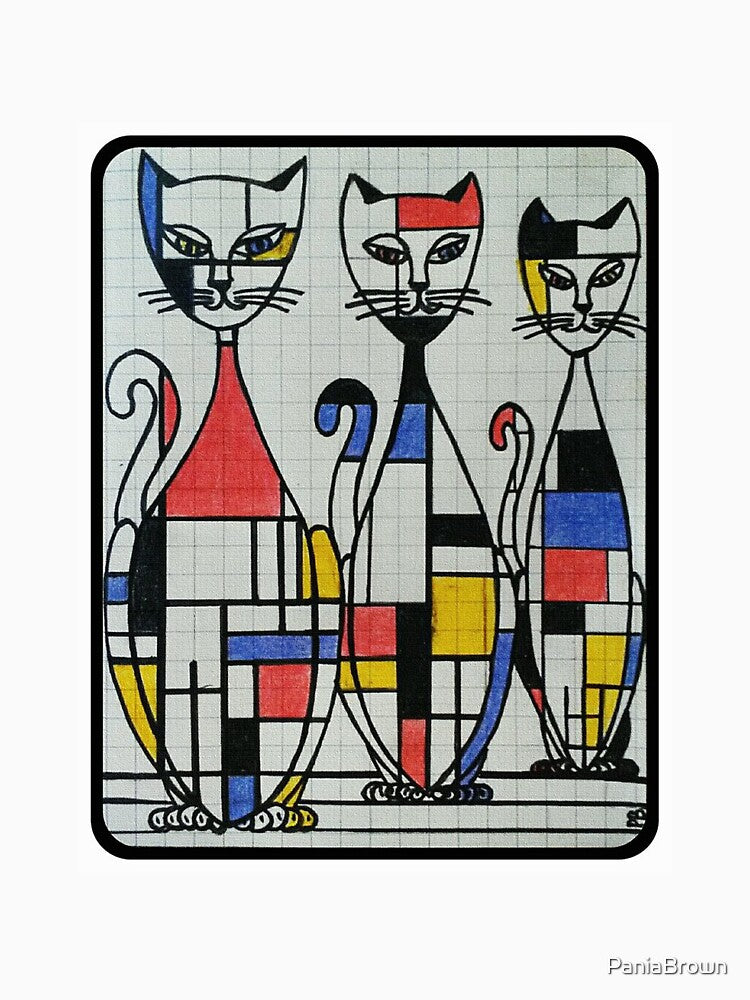 Mid Century Mondrian Cats by PaniaBrown