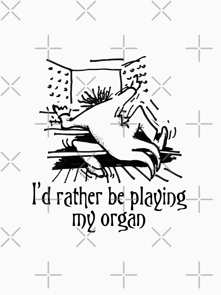 Funny cartoon of organist by Jenny Setchell
