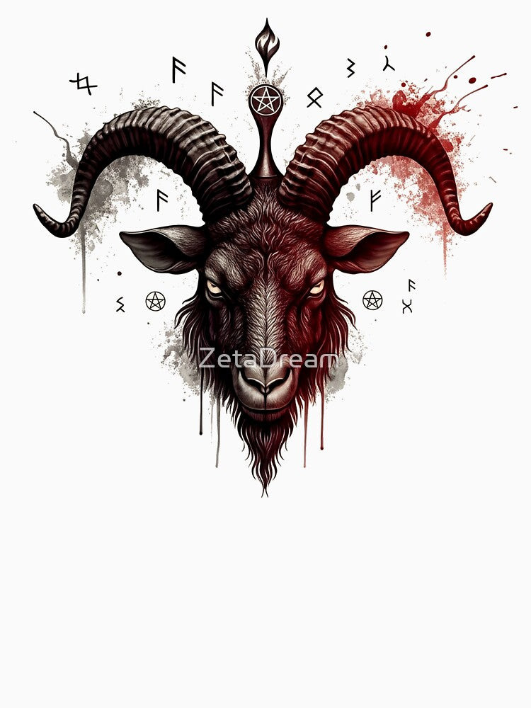 Baphomet Goat Head Gothic Illustration by ZetaDream