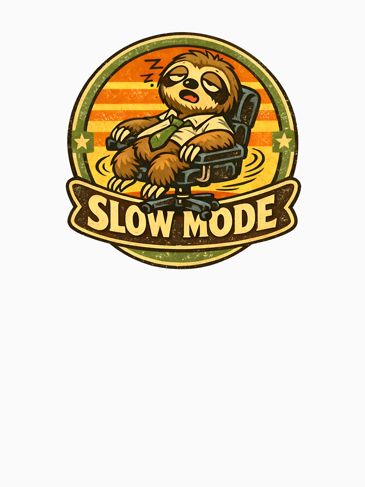 Too Tired to Work – Funny Lazy Sloth Vintage Cartoon Badge by WorkXPlay