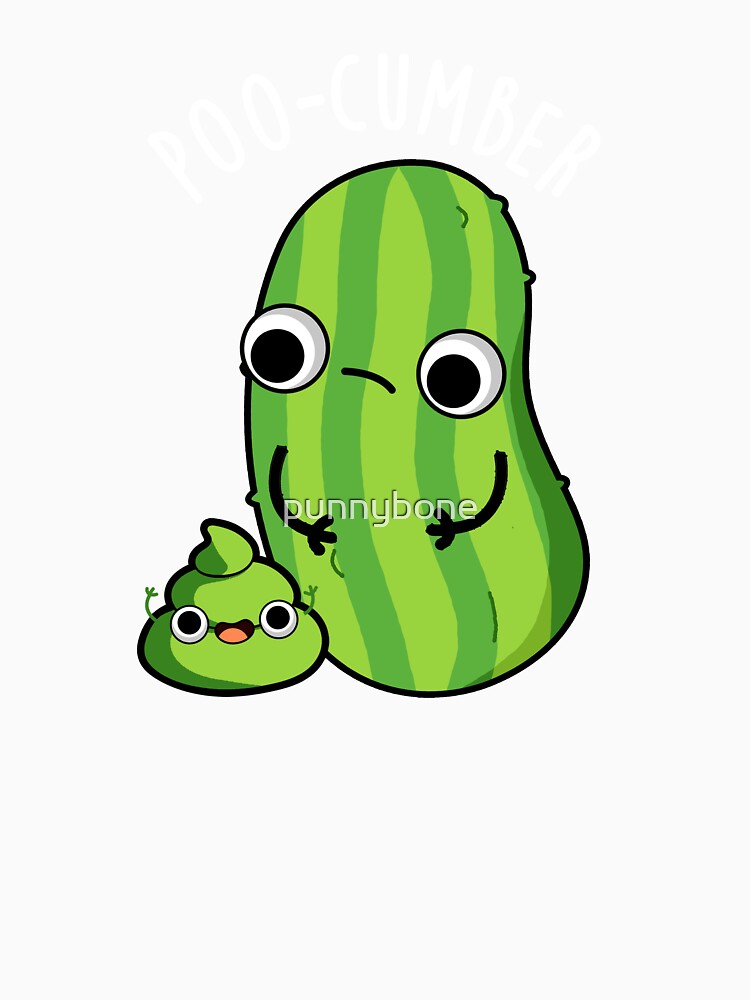 Poo-cumber Funny Cucumber Pun (Dark BG) by punnybone