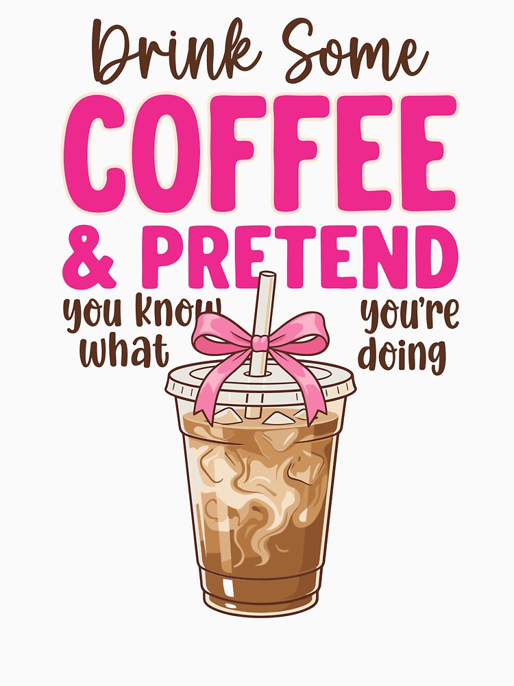 Funny Preppy Iced Coffee Pink Bow Humor by KroghDs