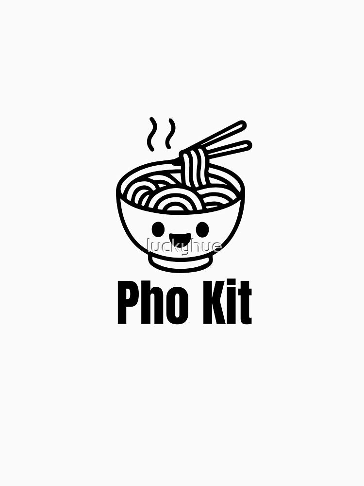 Black Cute Pho Noodle Bowl Kawaii Vietnamese Soup Design by luckyhue