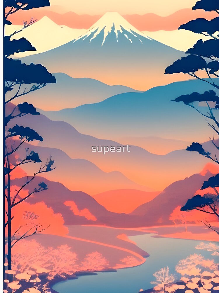Enhance Your Space with Our Beautiful Collection of Minimalist Japanese Landscape Prints by supeart