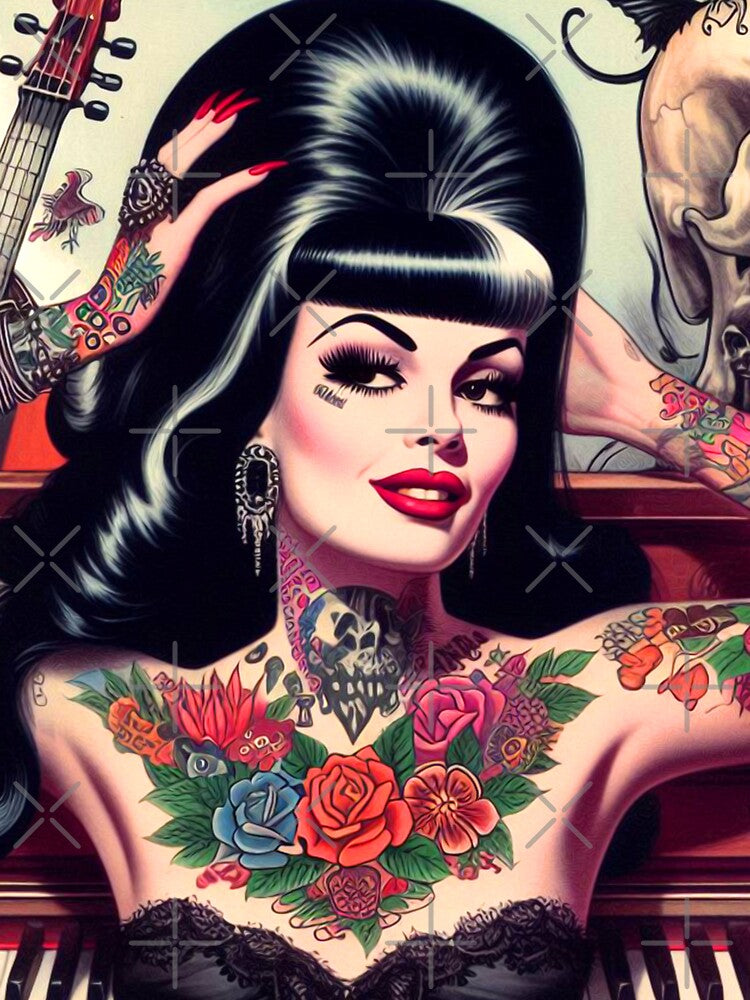 Tattoo Piano Girl by PulpVintage