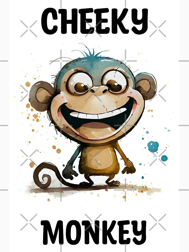 Cheeky Monkey Cute Watercolor Monkey Design with Text by CGSGraphics