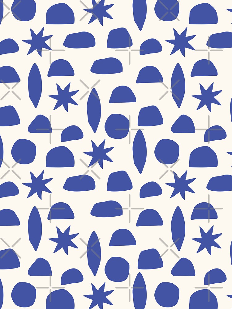 BOHO HENRI MATISSE CHARCOAL VINTAGE BLUE ON CREAM by blomastudios